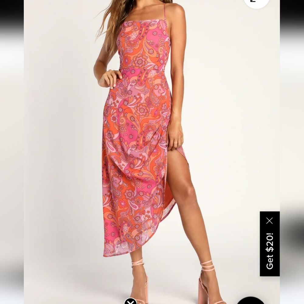 Lulu's Pink and Orange Paisley Maxi Dress
